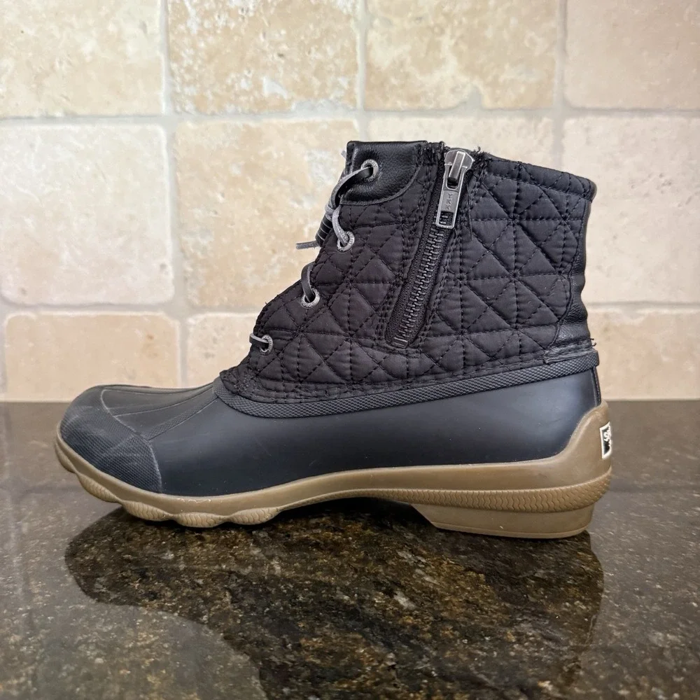 Sperry‎ Quilted Nylon Duck Boots Size 9M Women's Black STS81733 Waterproof